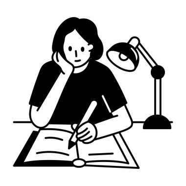 Karakter çalışmanın el çizimi stili illüstrasyonu 