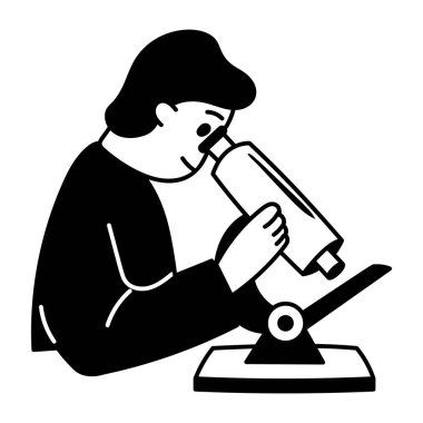 Bilgisayarda ders alan bir öğrenci, elle çizilmiş.