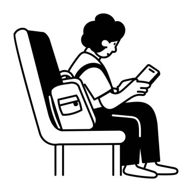 El çizimi stilinde mobil öğrenim öğrenci illüstrasyonu 