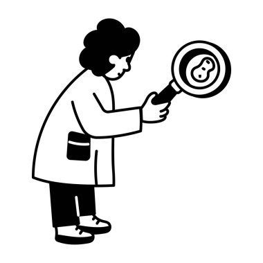 Bir arama karakterinin el çizimi stili çizimi 