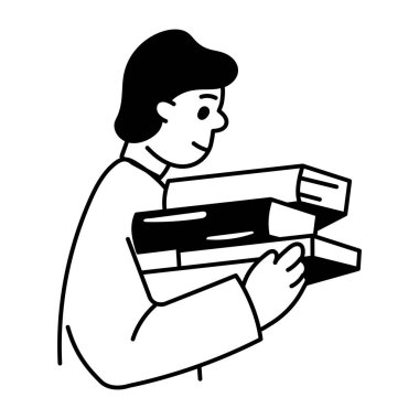 Öğrenci kitaplarını tasvir eden bir el çizimi 