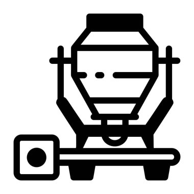 Kabartma biçiminde beton karıştırıcı makine simgesi