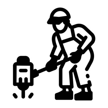 Pnömatik matkapla işçi sondaj zemini, glifin simgesi