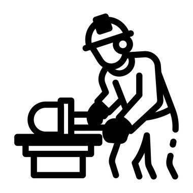 İşgücü demiri kesicisi, kabartma biçimi simgesi ile çalışıyor