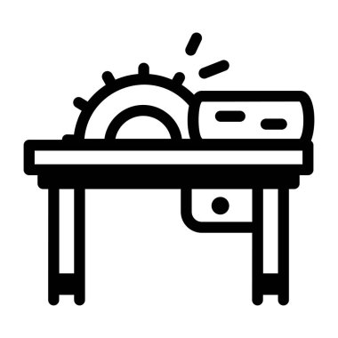 İna diyez masa testeresi vektör simgesi kabartma biçiminde 