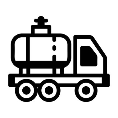 Büyük bir tankı olan su kamyonu, kabartma stili simge 