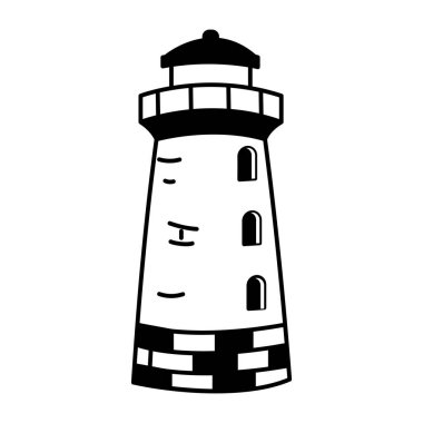 Doodle tarzı bir deniz feneri kulesi tasviri 