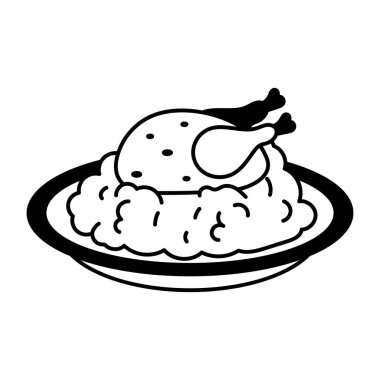 Karalama tarzında tavuk pilavı çizimi