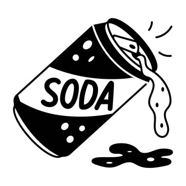 Dökülen bir soda kutusunun el çizimi. 