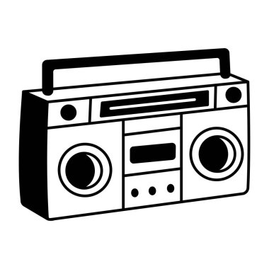 Bir stereo oynatıcıyı betimleyen Doodle vektör çizimi 