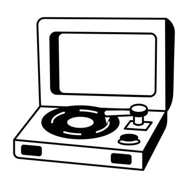 Bir vinil oynatıcı aygıtı gösteren Doodle illüstrasyonu 
