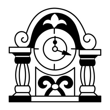 Nyc vintage saat, doodle style vektör illüstrasyonu