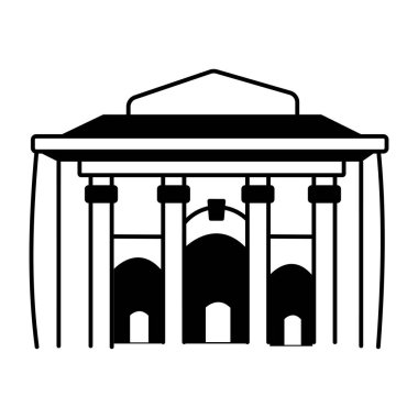 Halk kütüphanesi binasını gösteren bir el çizimi 