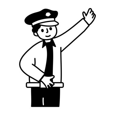 El sallayan bir trafik polisinin çizimi 