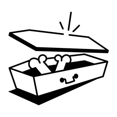 Kemiklerle tabut kutusunu tasvir eden karalama simgesi 