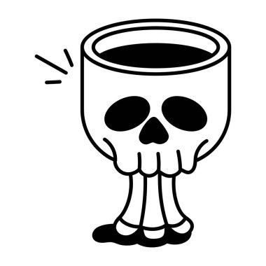 Ürkütücü bir kafatası kabını tasvir eden Doodle tarzı simge 