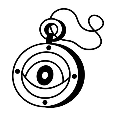 Göz sembollü sihirli madalyon, karalama stili simge 