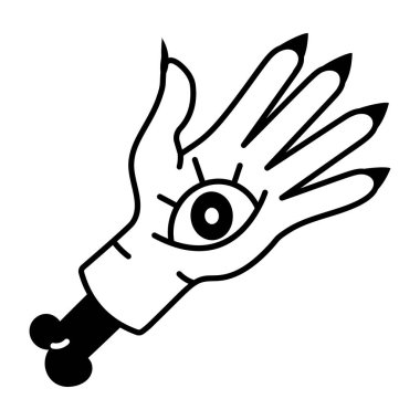 Ölü el ve göz sembolü, karalama stili simgesi 