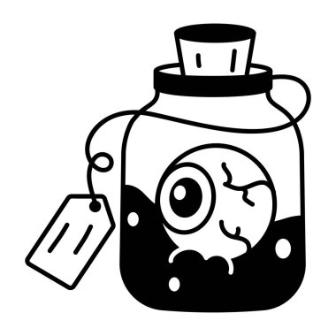 Karalama simgesi, ürkütücü bir kavanozu anlaşma gözbebeğiyle tasvir ediyor. 