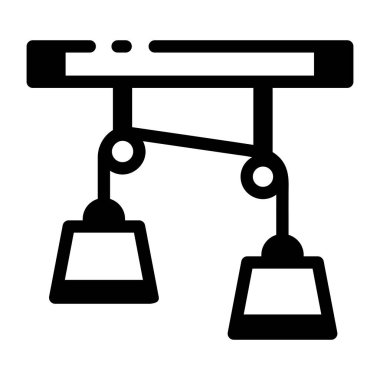 Bir makara ile fizik deneyi yapmanın çizgi stili simgesi 