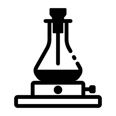 Laboratuar kimyasal deney şişesi simgesi doğrusal biçiminde 