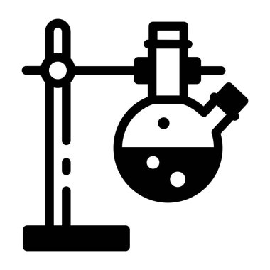 Bir deney şişesi ile laboratuvar standı, doğrusal biçim simgesi 