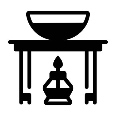 Doğrusal biçimdeki kimyasal ısıtma simgesi 