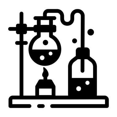 Kimya deneyini tasvir eden bir satır biçimi simgesi 
