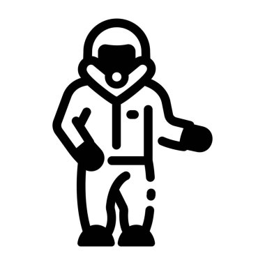 Laboratuvar bilim adamı karakterinin bir çizgi simgesi 