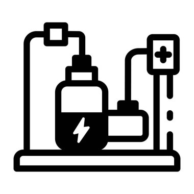Doğrusal biçimde laboratuvar elektroliz aygıtı simgesi 