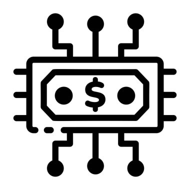 Dijital para birimini yöneten doğrusal biçim simgesi 