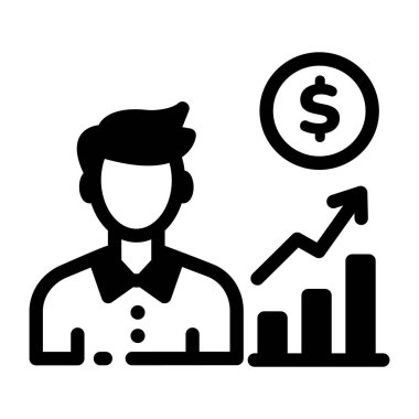 Para grafiği olan bir finans danışmanının satır biçimi simgesi 