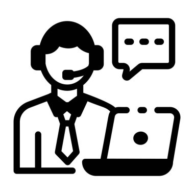 Çevrimiçi yardım sağlayan bir temsilcinin satır biçimi simgesi 