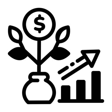 Bir iş büyümesinin satır biçimi simgesi 