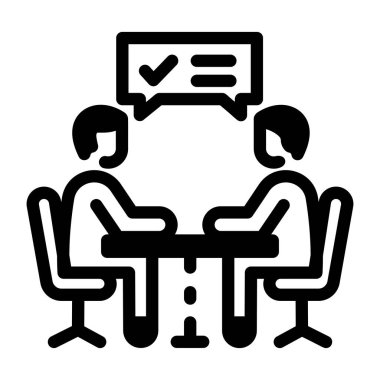 İş görüşmesi yapan iki karakter, satır biçimi simgesi 