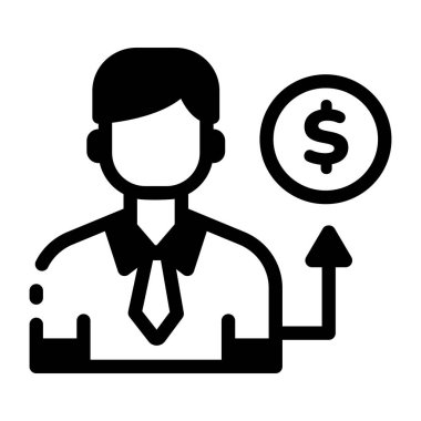 Bozuk parası olan bir iş yatırımcısının doğrusal simgesi 