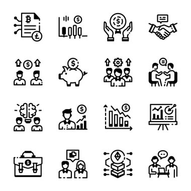 Doğrusal Biçim İş Stratejisi Simgeleri Kümesi 