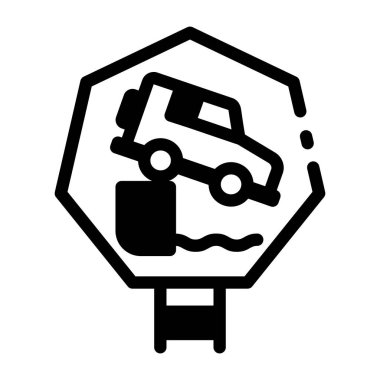 Rıhtım kenarı gösteren bir yol işareti doğrusal biçim simgesi 