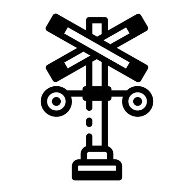 Demiryolu geçişini gösteren bir tabelanın doğrusal biçim simgesi 