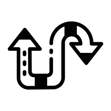 Yol bulma ok işaretinin doğrusal simgesi 