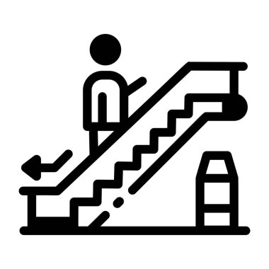 Elektrikli yürüyen merdiven işaretinin doğrusal biçim simgesi 
