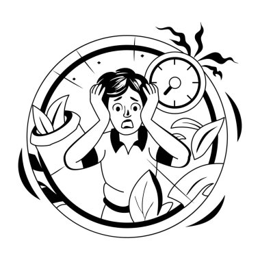 Son teslim tarihinden endişelenen bir kişinin kabartma çizimi 