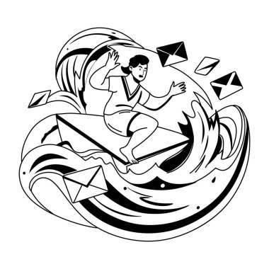 Kabartma biçiminde e-posta sel illüstrasyonu 