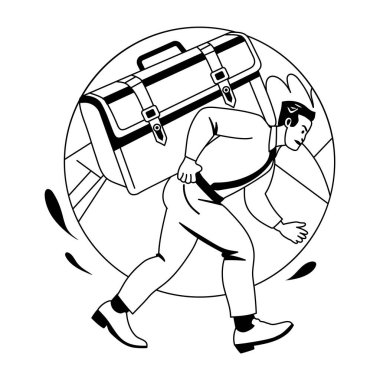İş yükü taşıyan bir çalışanın kabartma çizimi 
