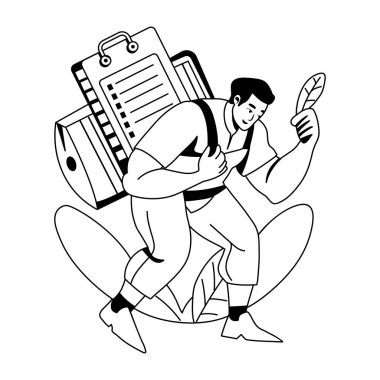 Görev listesi yükü taşıyan bir adamın kabartma çizimi 