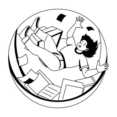 İş tuzağına düşen bir kişi, kabartma çizimi 