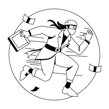 Ninja işçi çizimleri kabartma stilinde 