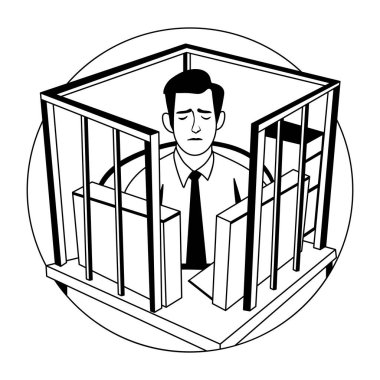 Ofis hücresinde mahsur kalmış bir çalışanın kabartma çizimi. 