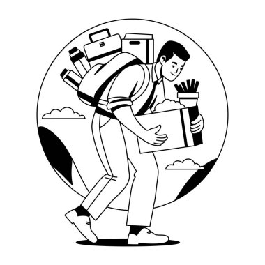 İşyerinde kabartma biçiminde stres çizimi olan bir kişi 