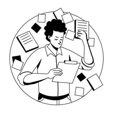 Yapışkan notları olan bir kişi, kabartma çizimi 